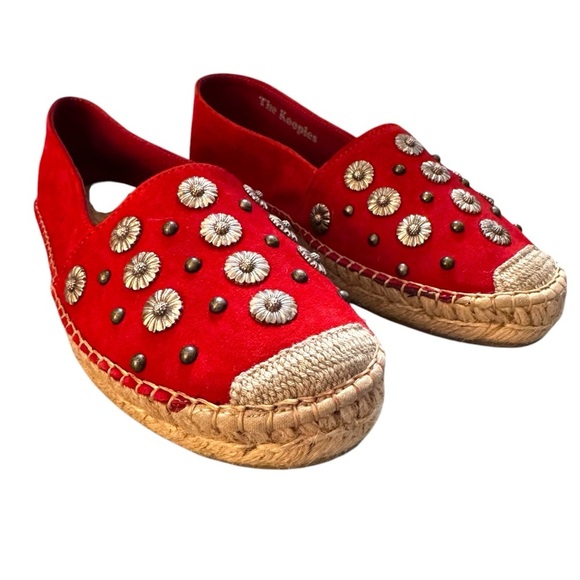 NWBox The Kooples Espadrilles Red Suede Size 37 or 6.5 US - Picture 1 of 7